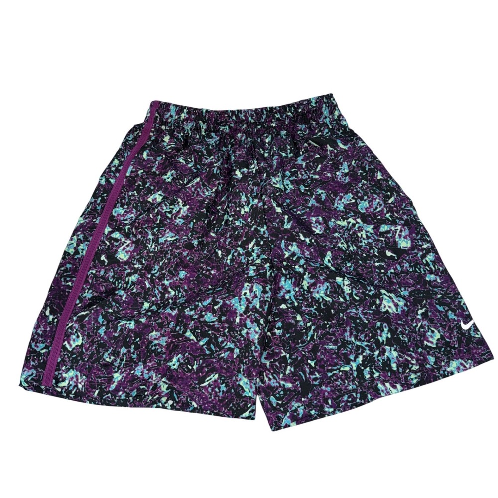 Nike Kids Dri-Fit Athletic Shorts Purple Black Teal Abstract Print Size XL